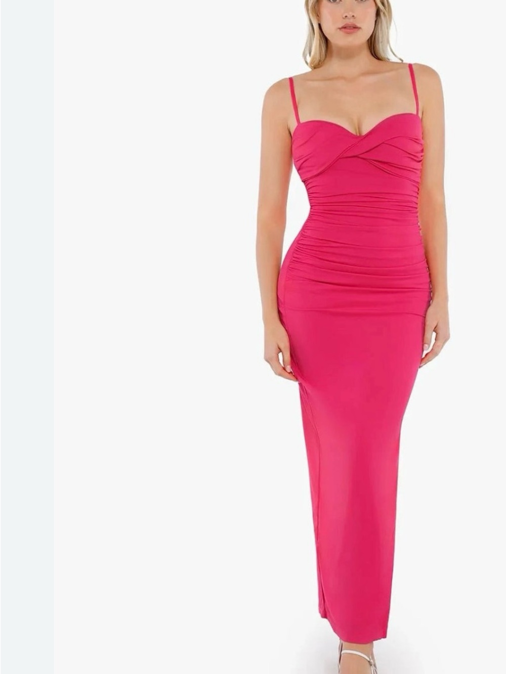 Popilush pink tummy control rushed Dress